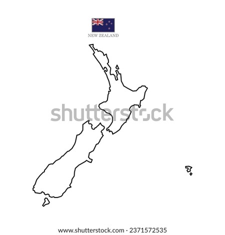 New Zealand contour vector map with flag in color. Background map eps 10	
