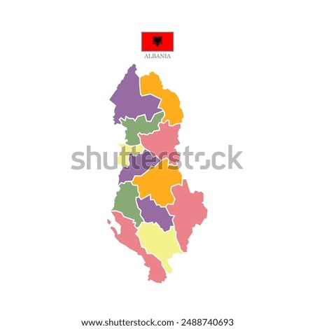 Silhouette and colored albania map Vector illustration Europe