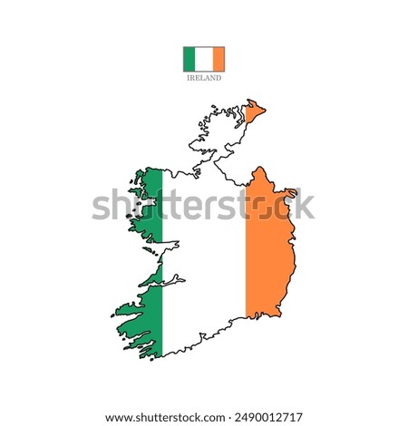 ireland map background with regions, region names and cities in color. ireland map isolated on white background. Vector illustration Europe