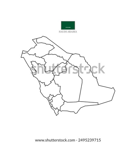 saudi arabia contour map background with states. saudi arabia contour map isolated on white background. Vector illustration asia