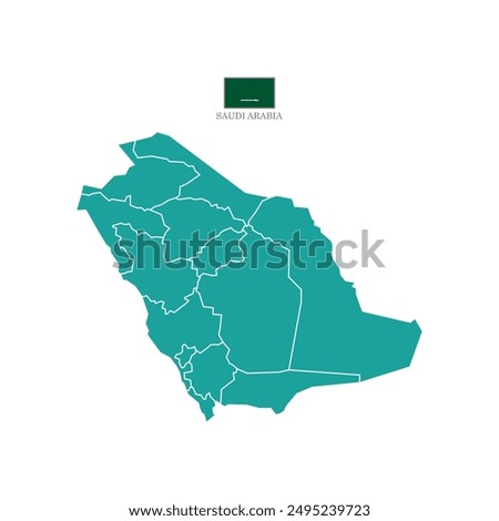 Silhouette and colored (turquoise) saudi arabia map vector illustration map asia