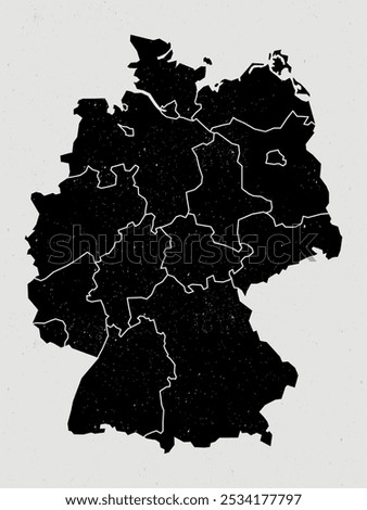 germany vintage icon map. Vintage germany map with regions isolated on white background.