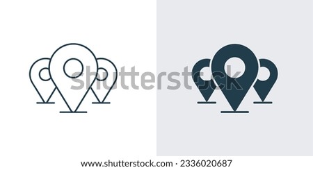 Multiple Location icon vector. Map pin, navigation, location marker outline and fill icon vector illustration