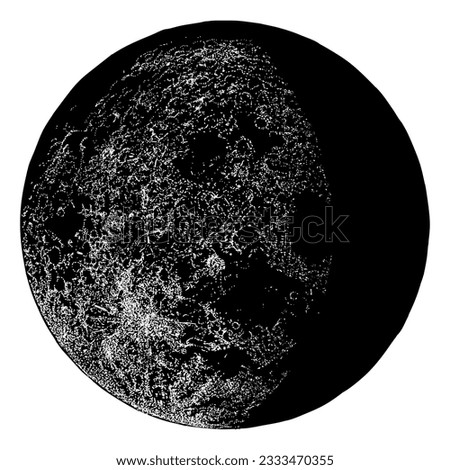 waning gibbous moon hand drawing vector isolated on white background.