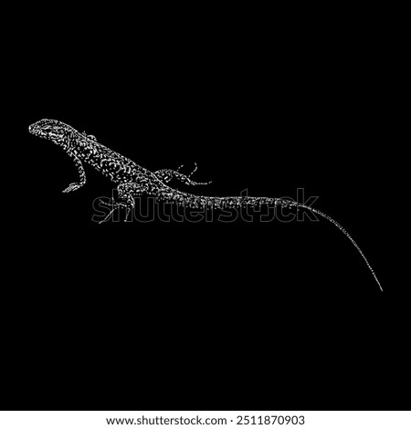 lazarus lizard hand drawing vector isolated on black background.