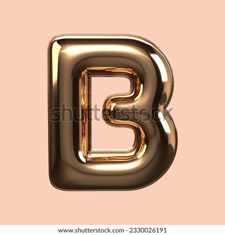 3d  render gold alphabet B