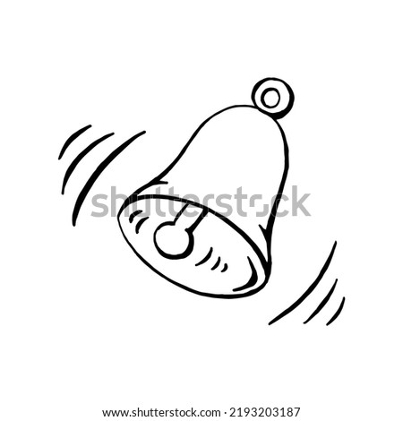 School bell black and white isolated on white background