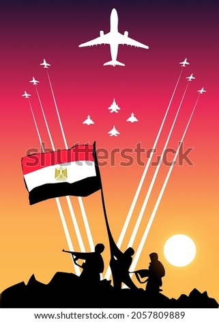  Egyptian soldiers raising the flag.
 egypt national day air show