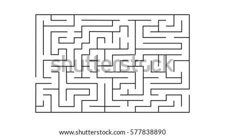 rectangle labyrinth with entry and exit.vector game maze puzzle with solution