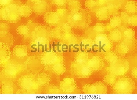 Orange abstract background. Orange yellow bokeh. Blurred autumn concept with yellow and orange lights and tones. Glass effect defocused backdrop. Fall orange background. Sunny warm autumn day.