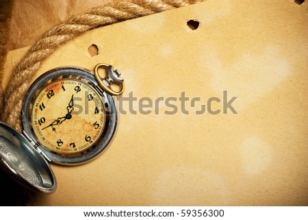 antique watch and rope with copy space