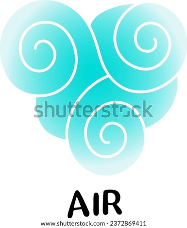 Wind vector symbol, air puff line icon on white background, illustration of windy stormy weather, wind doodle graphics