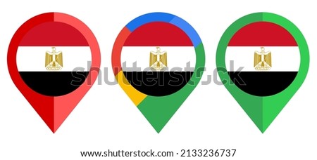 flat map marker icon with egypt flag isolated on white background