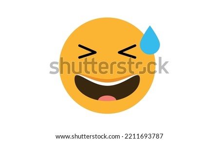 Grinning Face with Sweat emoji vector, Grinning Face Sweat for website emoji