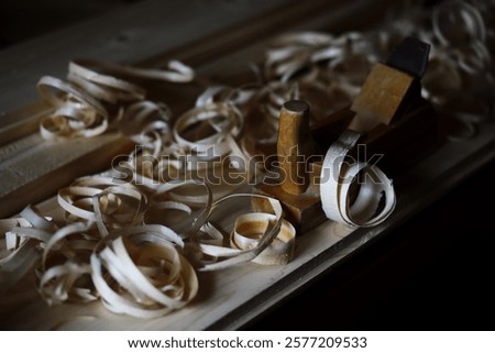 Similar – Image, Stock Photo Woodworking tools on wooden table