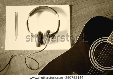 Guitar headphones writing song