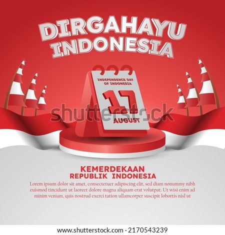hari kemerdekaan Indonesia means Indonesian independence day poster social media post  