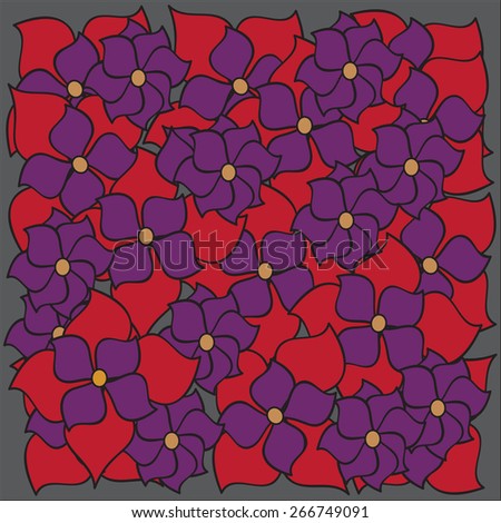 Texture with flowers. Purple and red flowers