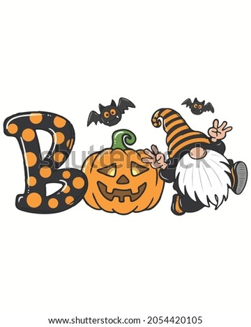 Boo Gnomes Pumpkin Halloween Vector illustration. Happy Halloween Background Vector illustration