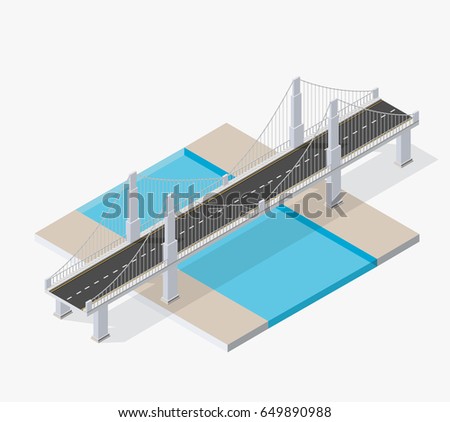 Similar – Image, Stock Photo Truck on suspension bridge over river