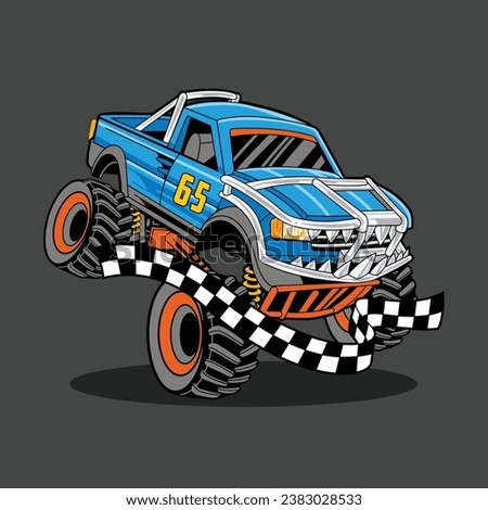 Vector monster truck isolated on background cartoon vector illustration