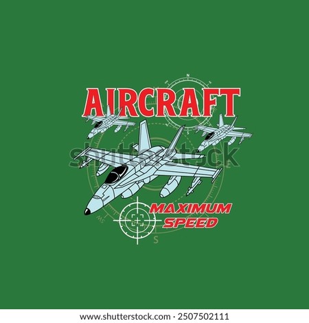 Jet fighter or military aircraft vector illustration art for printing boy