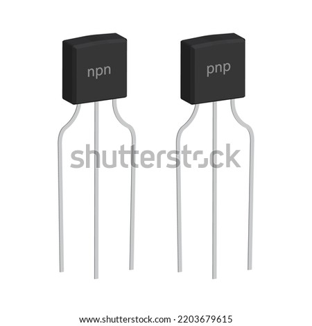 3d vector design of NPN and PNP bjt or bi polar junction transistor