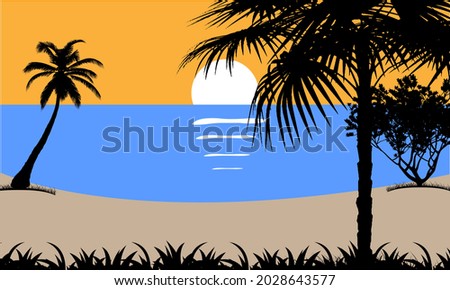 Wallpaper nature background with paper waves and seacoast for banner, invitation, poster or web site design. Paper cut style, space for text, vector illustration