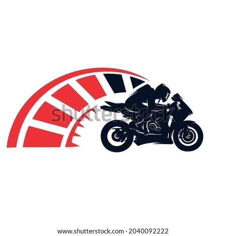 Motorcycle racing with speed logo design