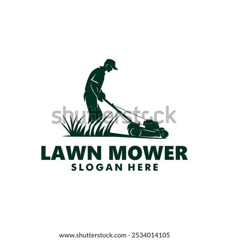 Lawn Mower logo design vector silhouette illustration