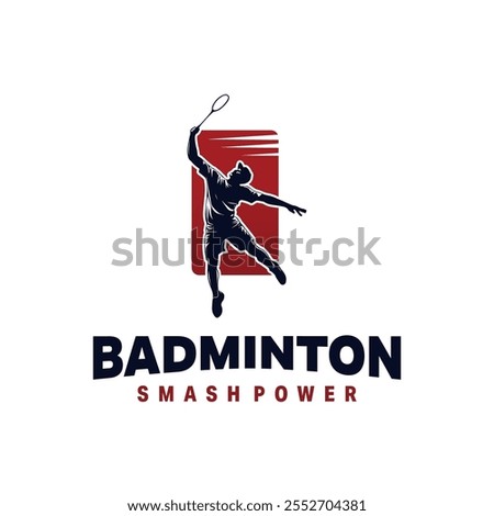 Illustration silhouette of Badminton Smash Logo Design