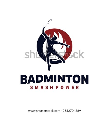 Illustration silhouette of Badminton Smash Logo Design