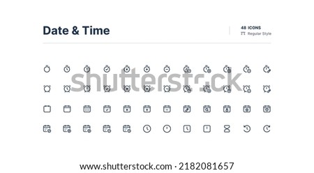 Date and Time UI Icons Pack Line Style
