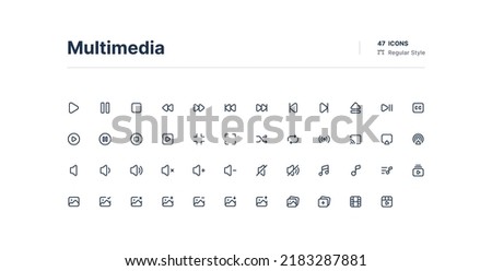 Multimedia UI Icons Pack Line Style