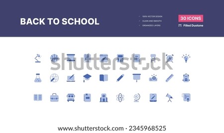 30 Back to School Icons Pack - Filled Duotone