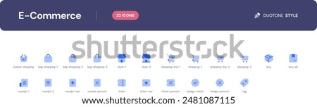 E-Commerce icon set. Essential UI Icons Set in Duotone Style. The set consists of essential and commonly-used icons that every UI designer needs.