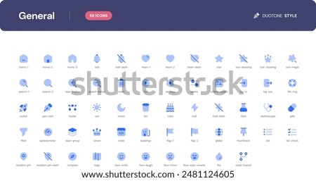 General icon set. Essential UI Icons Set in Duotone Style. The set consists of essential and commonly-used icons that every UI designer needs.