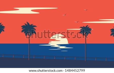 Similar – Sunset by the sea in Hawaii