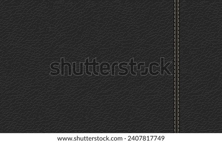 Black leather texture. Leather with stitches. Leather background.