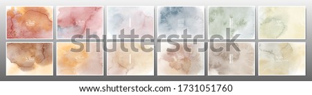 Set of earth tone watercolor background. Stain artistic hand-painted vector, template design for banner, poster, card, cover, brochure.