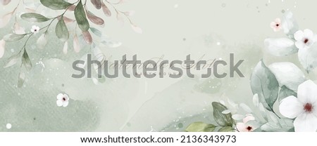 Abstract art watercolor flowers painting for green background. Banner collection of botanical watercolor vector. suitable for Wedding decoration, greeting card, cover, header, or wall decoration.