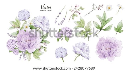 Similar – Image, Stock Photo Pink peony flower in stoneware vase in hand