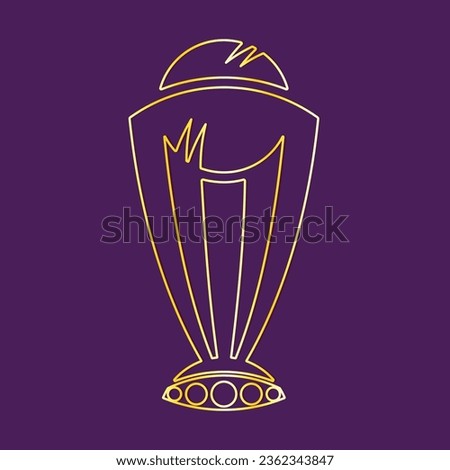 Golden Cricket World Cup Trophy outline vector illustration