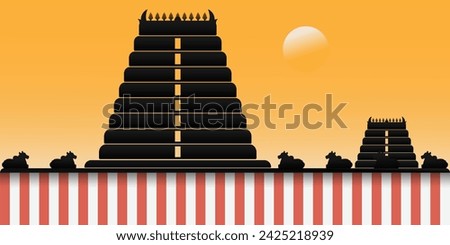 South Indian temple gopuram silhouette. banner, poster, card concept vector design.