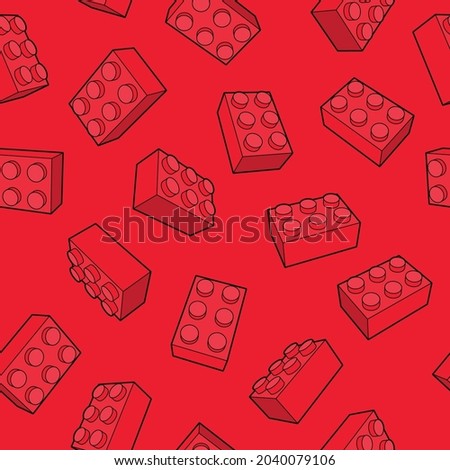 3d Red building blocks bricks toys, Seamless vector pattern, Building toy seamless for kid fashion, fabric, print, wall, background, backdrop and wallpaper. vector illustration