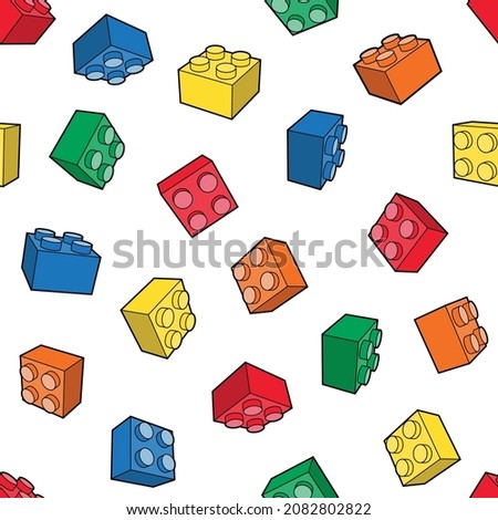 3d colorful building blocks bricks toys, Seamless vector pattern, Building toy seamless for kid fashion, fabric, print, wall, background, backdrop and wallpaper. vector illustration