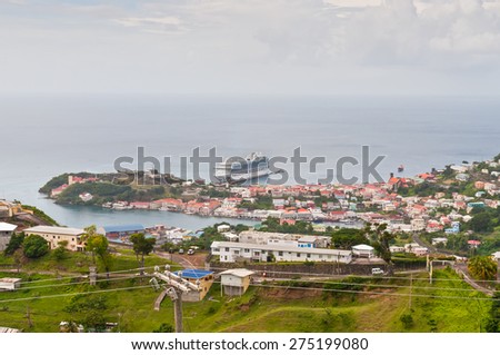SAINT GEORGE\'S, GRENADA - DECEMBER 3: Panorama view over Saint George\'s on December 3, 2011 in Grenada, Caribbean.