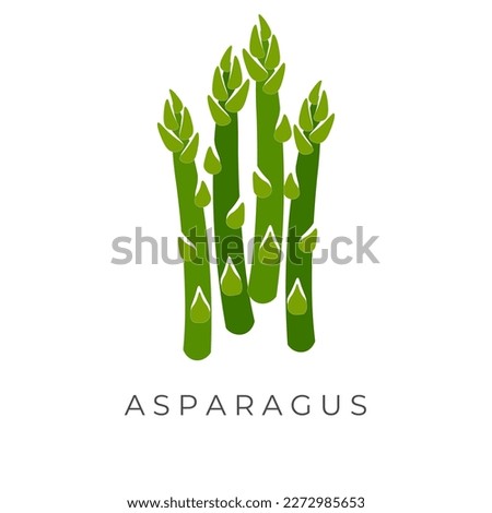 Simple Cartoon Vector Illustration Logo of Green Asparagus Bunch
