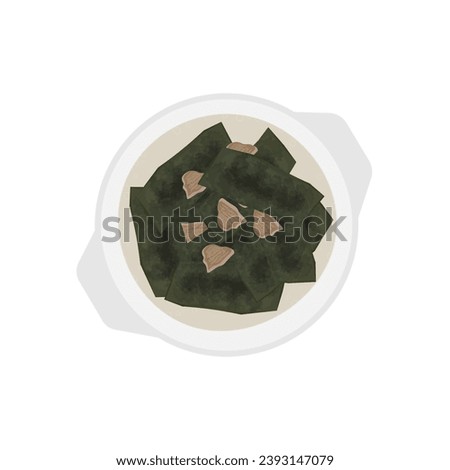 logo illustration vector Miyeokguk Soup or Seaweed Soup with beef