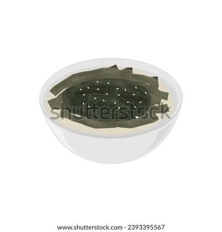 Miyeokguk Soup or Seaweed Soup vector illustration logo